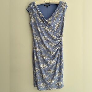 LAUREN Ralph Lauren Faux Wrap Front Midi Dress Floral V Neck Party Occasion Chic
